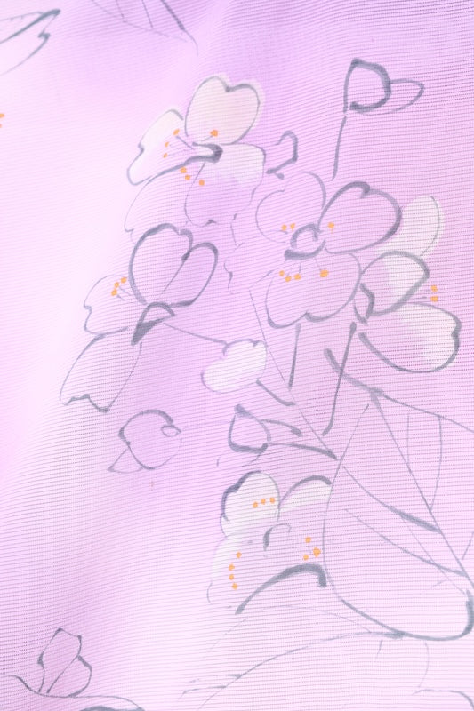 Summer Komon (used kimono fabric), ro (black silk), shades of purple, ink, orange, gradation, hand-dyed, R46
