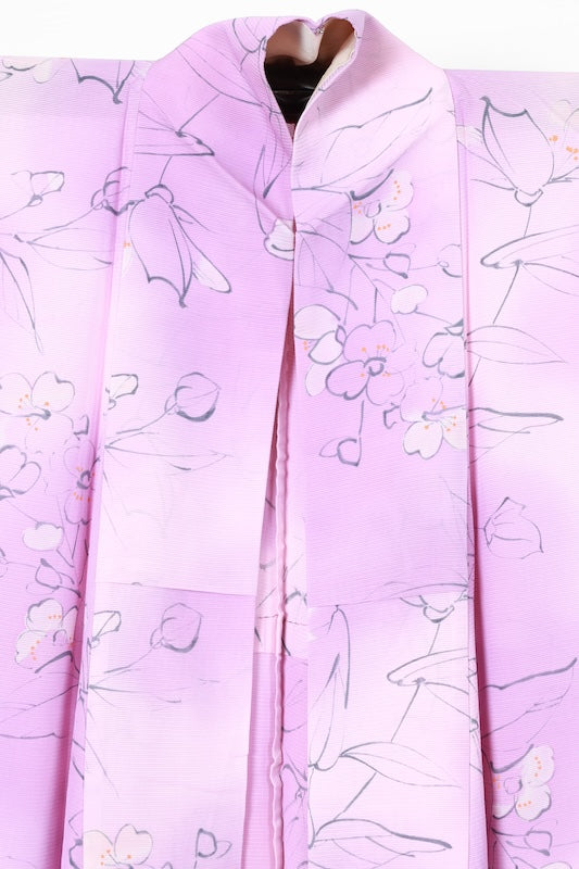 Summer Komon (used kimono fabric), ro (black silk), shades of purple, ink, orange, gradation, hand-dyed, R46