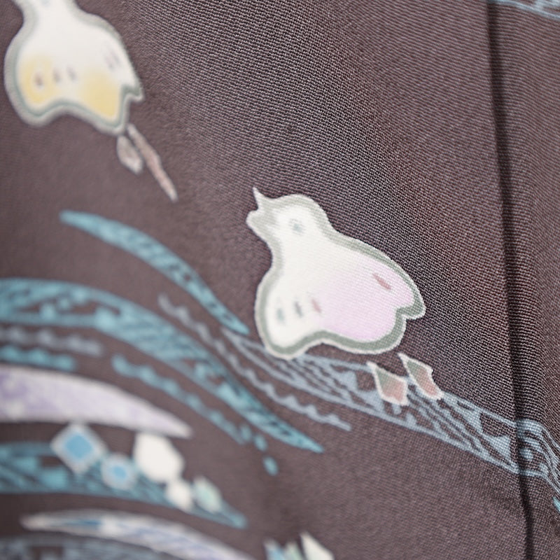 Japanese kimono used <irotomesode> M-size  silk 100% /B842