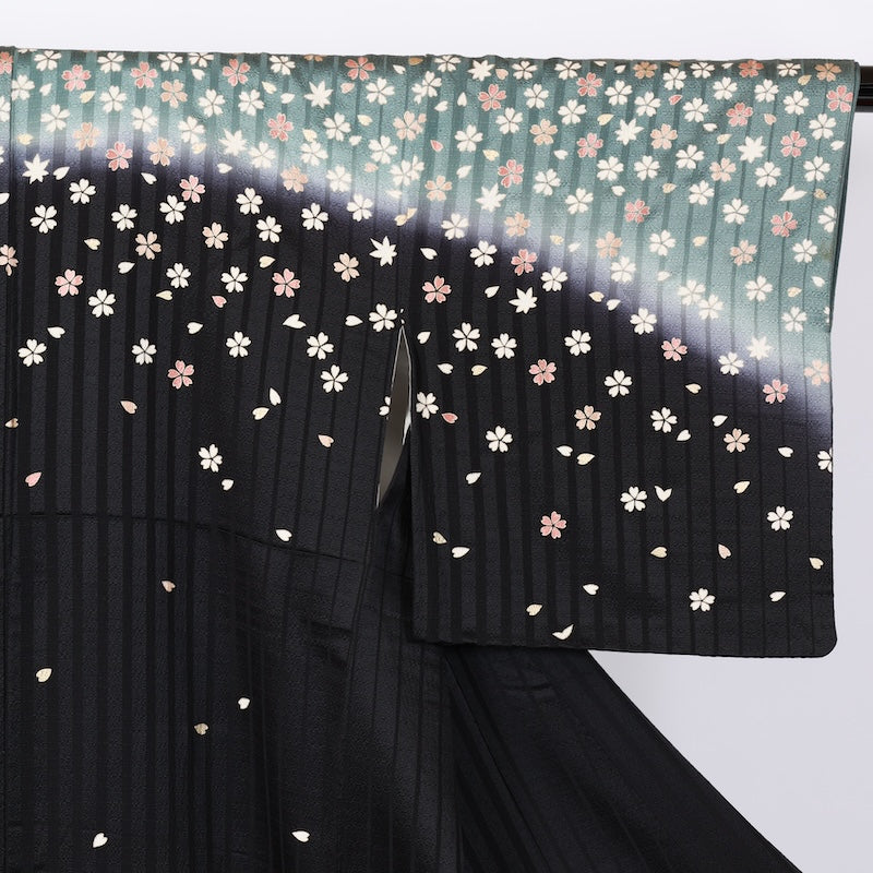 Japanese kimono used <houmongi> M-size  silk 100% /B810
