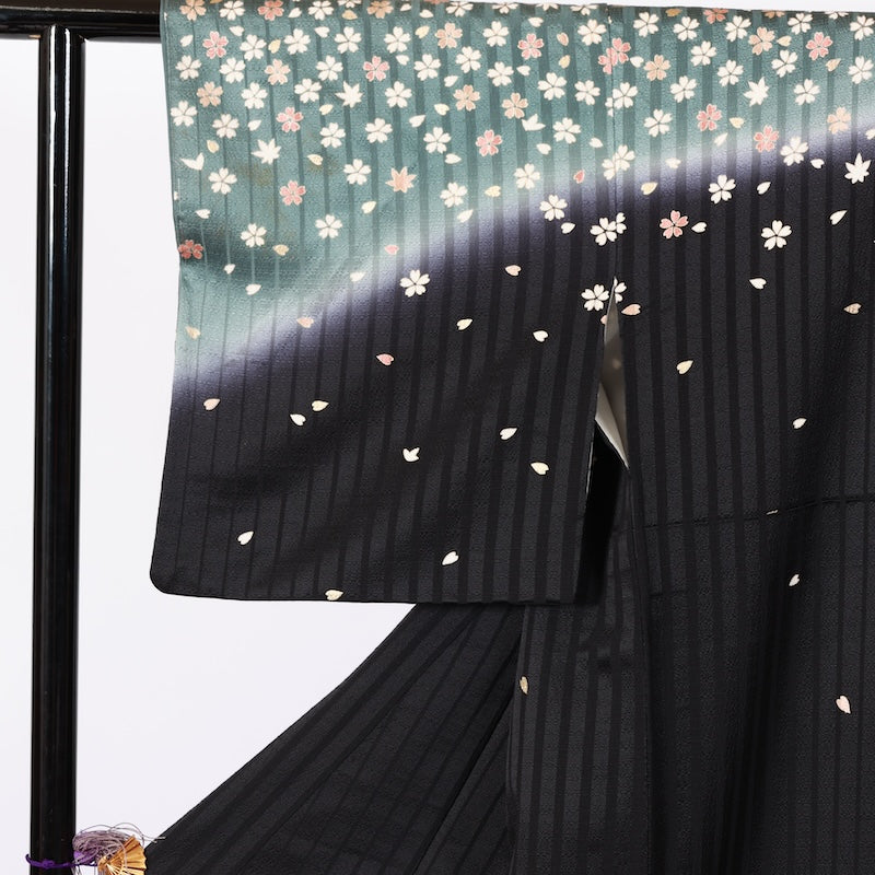 Japanese kimono used <houmongi> M-size  silk 100% /B810