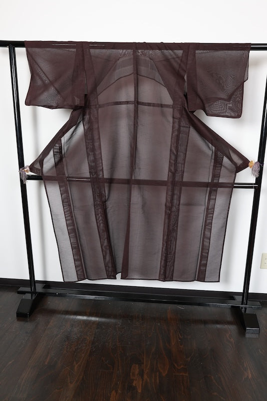 Komon (used kimono), Nishijin weave, Monsha fabric, shades of brown, dewdrop grass pattern, R31