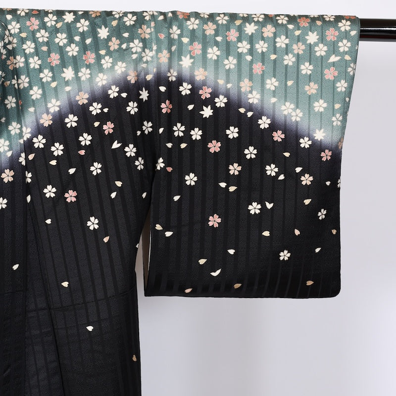 Japanese kimono used <houmongi> M-size  silk 100% /B810