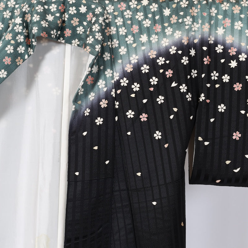 Japanese kimono used <houmongi> M-size  silk 100% /B810