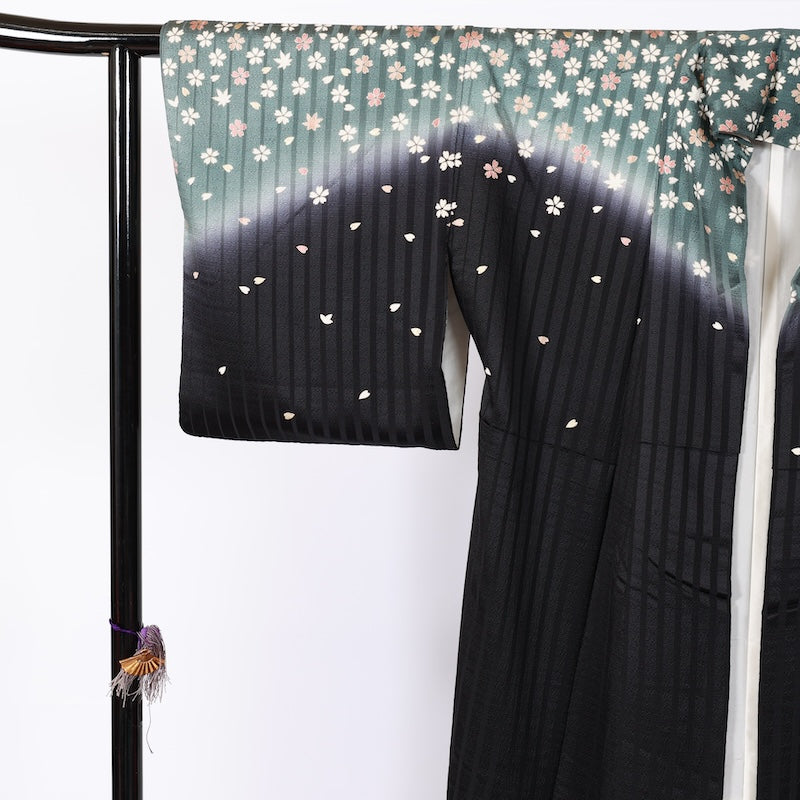 Japanese kimono used <houmongi> M-size  silk 100% /B810