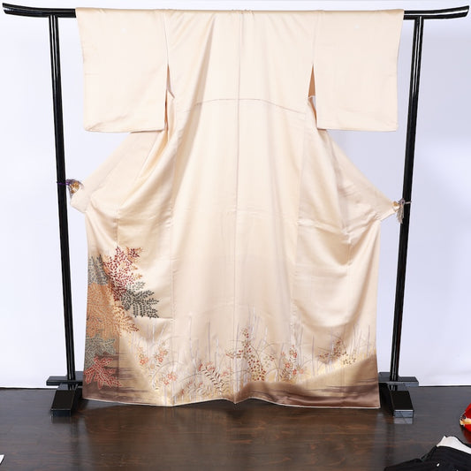 Japanese kimono used <Irotomesode> L-size  silk 100% /B813