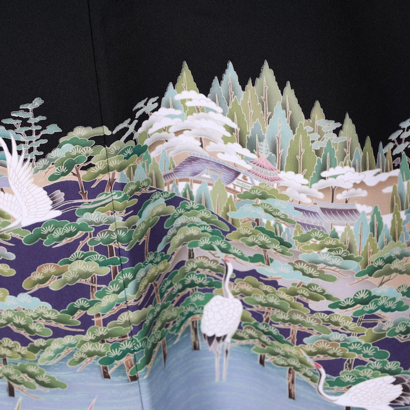 Japanese kimono used <Kurotomesode> Msize  silk 100% /B833