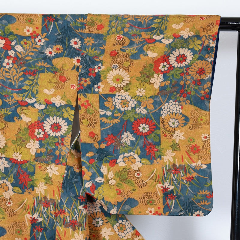 Japanese kimono used <Komon> Lsize  silk 100% /T426
