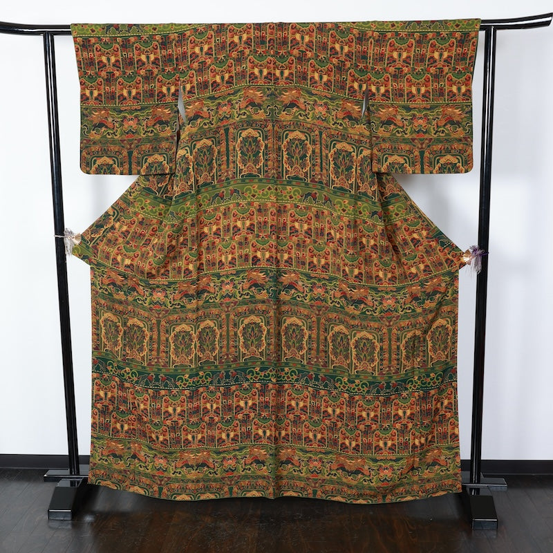 Japanese kimono used <Komon> Lsize  silk 100% /T391