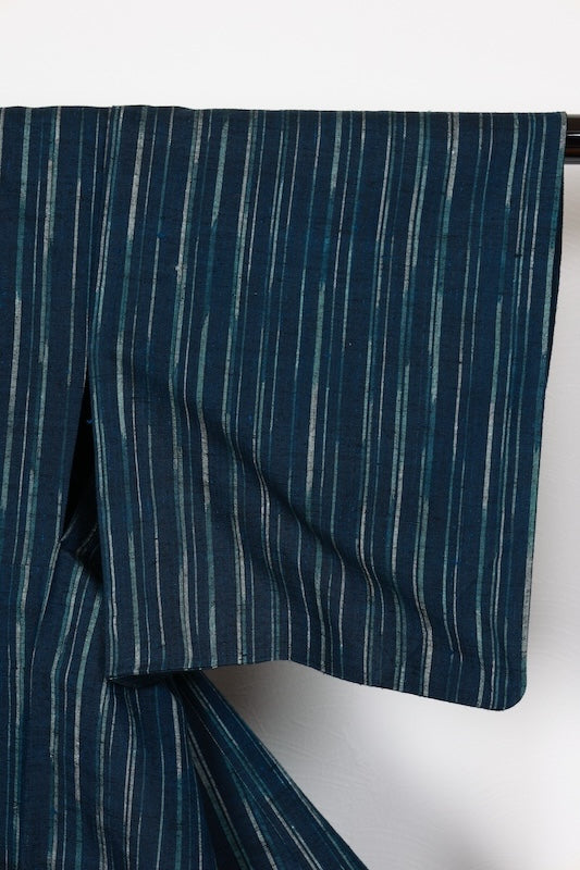 Yonezawa Tsumugi used kimonosilk, floss silk, shades of indigo and gray, plant-dyed, handwoven, R78