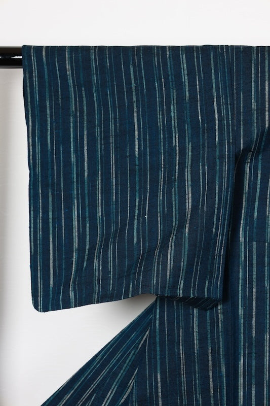 Yonezawa Tsumugi used kimonosilk, floss silk, shades of indigo and gray, plant-dyed, handwoven, R78