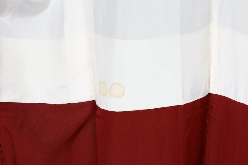 Yuki Tsumugi (used kimono) silk fabric, shades of indigo, white, red, 80-kikko pattern, R74