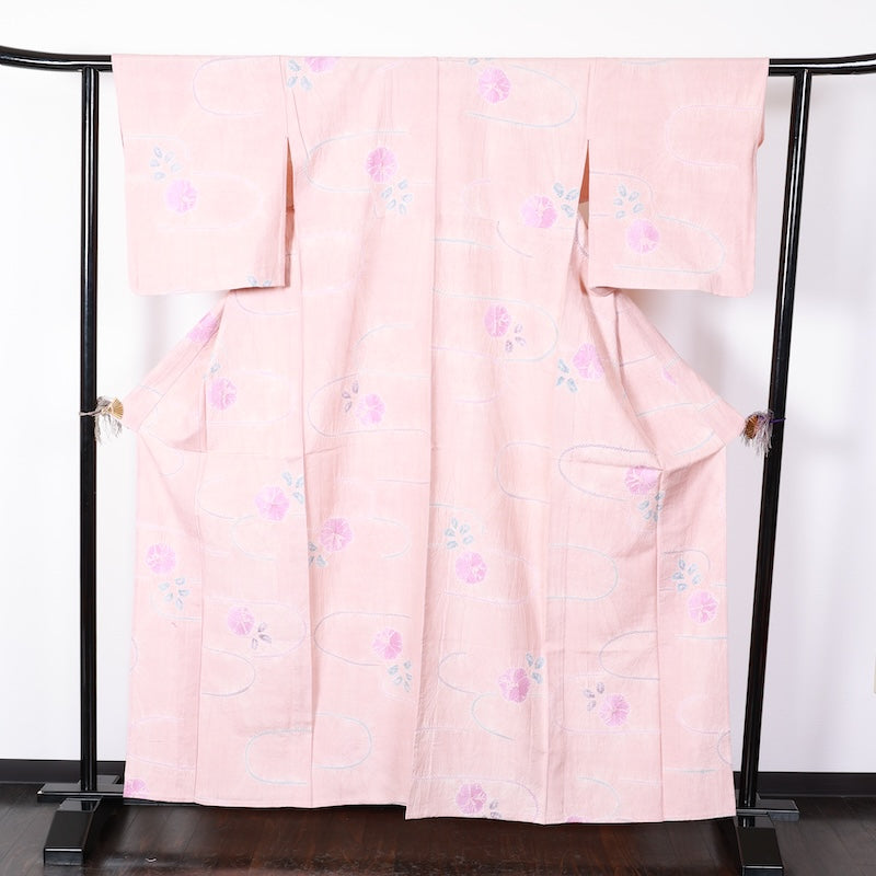 Japanese kimono used <Tsumugi> Lsize  silk 100% /T423