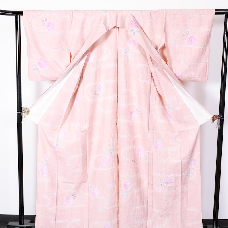 Japanese kimono used <Tsumugi> Lsize  silk 100% /T423
