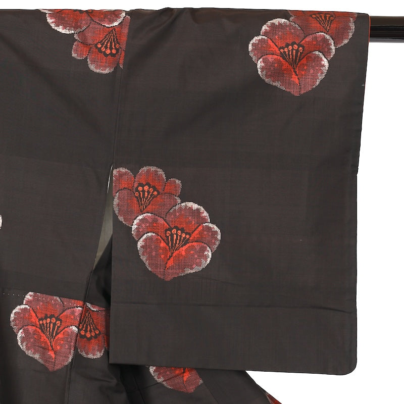 Japanease kimono　used(tsumugi)size-M silk 100%/K163