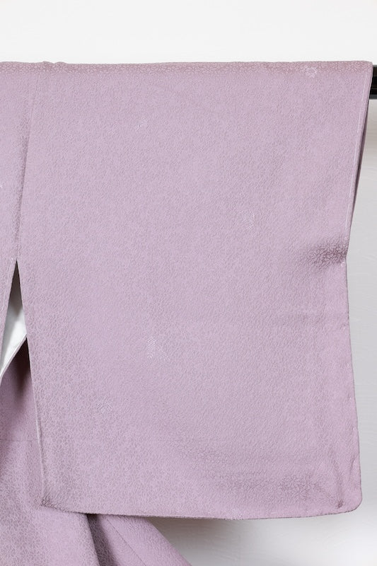 Japan kimono, brand new, unused, Kaga Yuzen by Kakimoto Ichiro, light purple, Tang-style weave, continuous pattern, one crest and nine bamboo leaves, R91