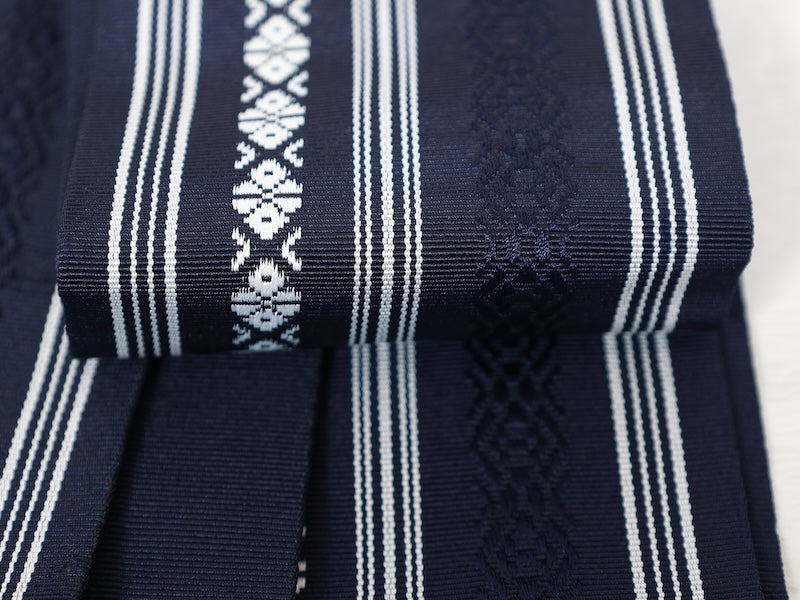 Japanese used Men's sash belt (Kaku-obi) cotton  /B865