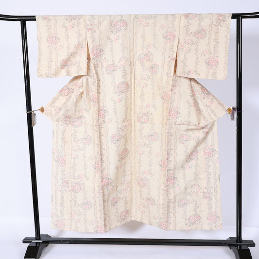 Japanease kimono　used(tsumugi)size-M silk 100%/K221