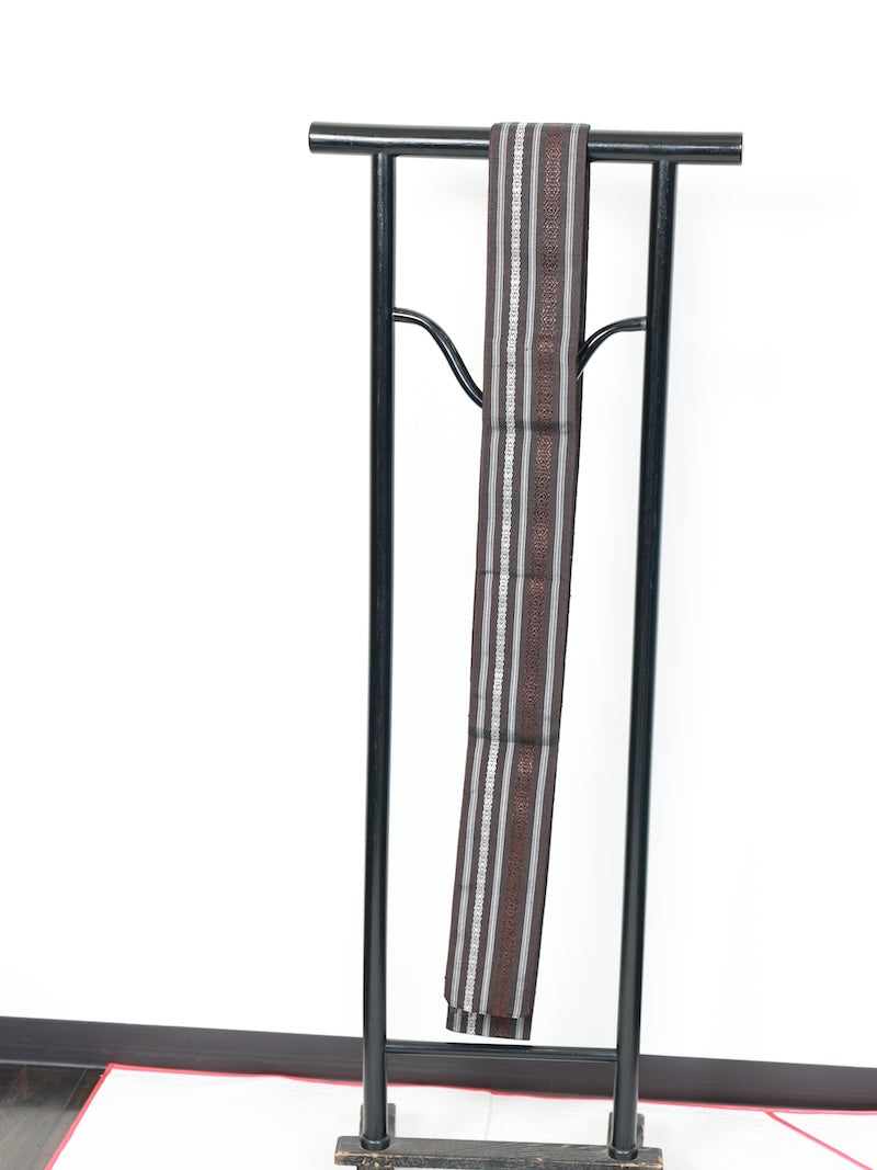 Japanese used Men's sash belt (Kaku-obi)   polyester /B868