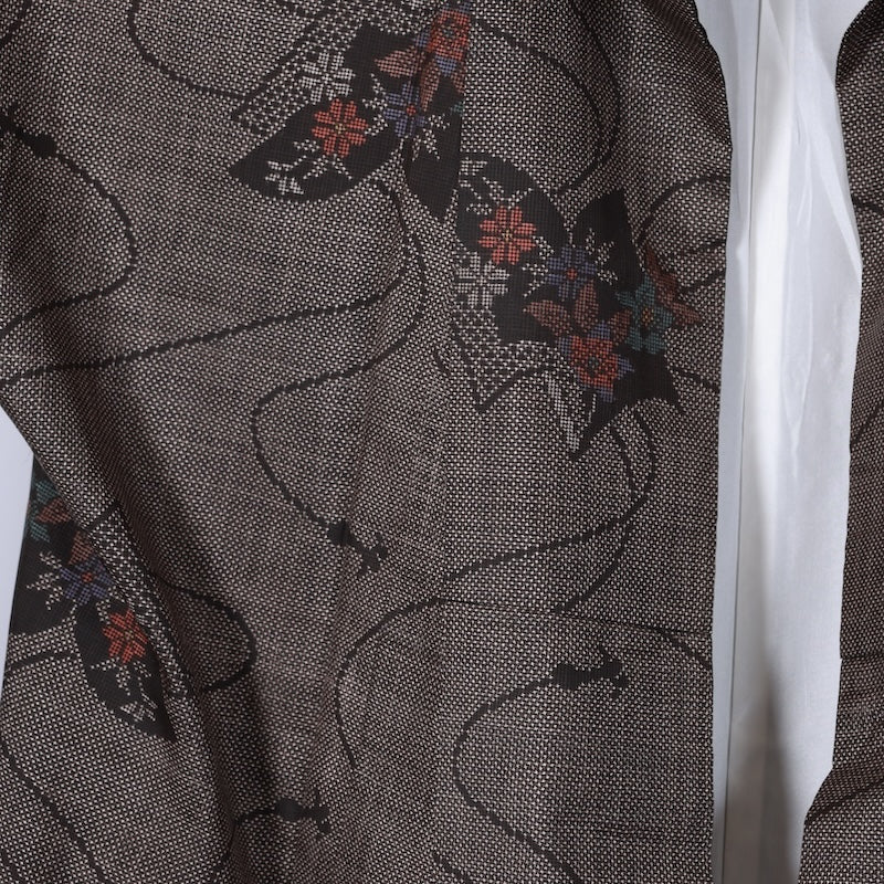 Japanease kimono　used(tsumugi)size-L silk 100%/K213