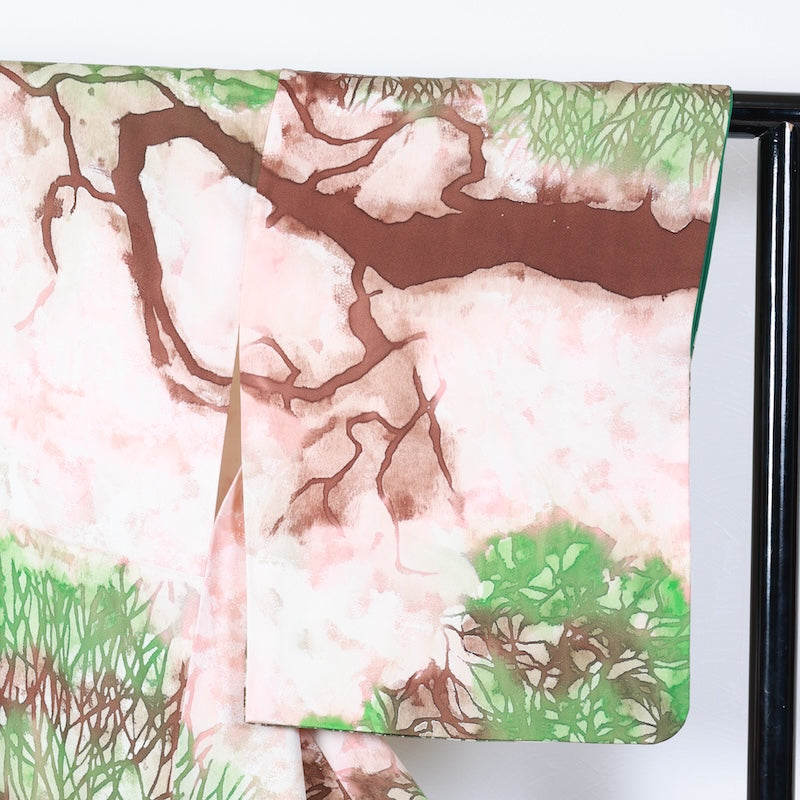 Japanese kimono used <houmongi> Lsize  silk 100% /T399