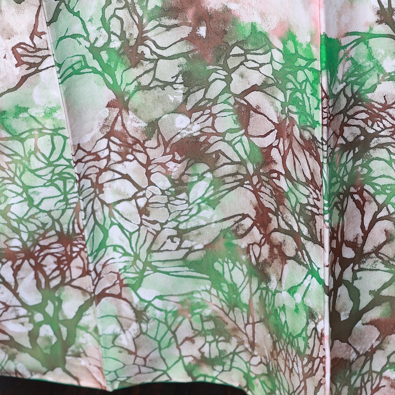 Japanese kimono used <houmongi> Lsize  silk 100% /T399