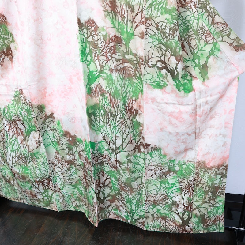 Japanese kimono used <houmongi> Lsize  silk 100% /T399