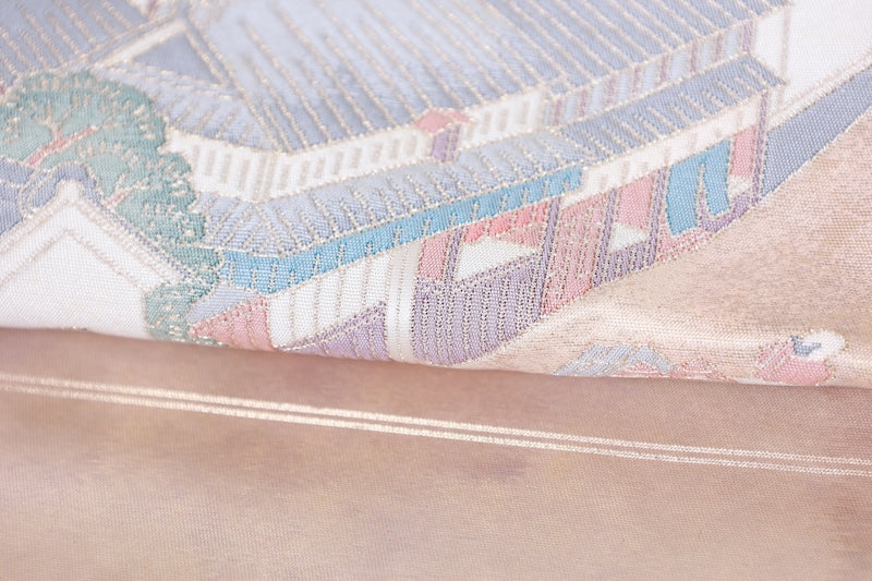 Fukuro obi (formal used sash) - Gold, Silver, Green, Gray, White, Purple - Fifty-three Stations of the Tōkaidō - R100