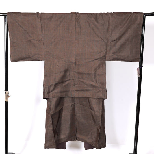 Japanese Men’s Used  kimono  Men’s kimono jacket 2piece set  L-size 100% silk  /K208