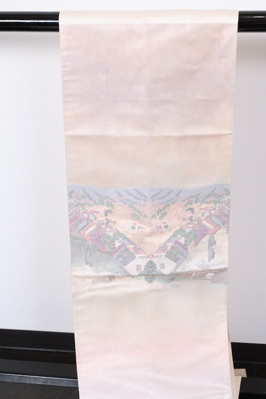 Fukuro obi (formal used sash) - Gold, Silver, Green, Gray, White, Purple - Fifty-three Stations of the Tōkaidō - R100