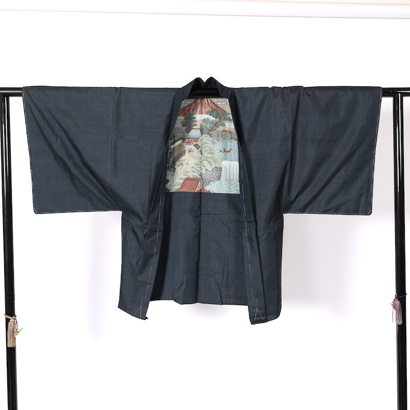 Japanese Men’s New  kimono  Men’s kimono jacket 2piece set  S-size 100% silk  /K218