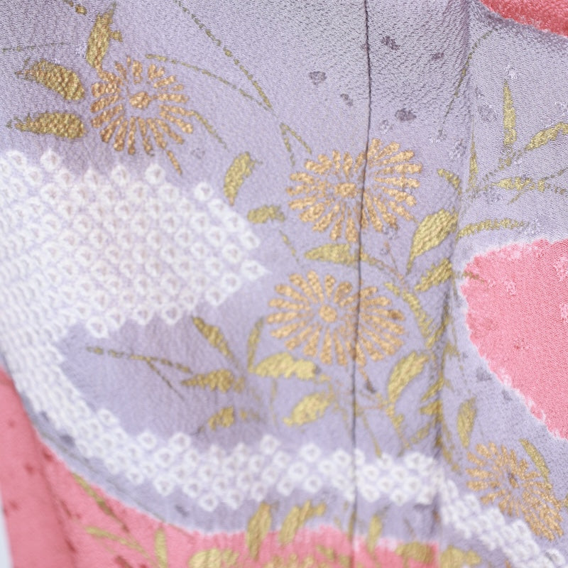 Japanese kimono used <houmongi> Lsize  silk 100% /T401