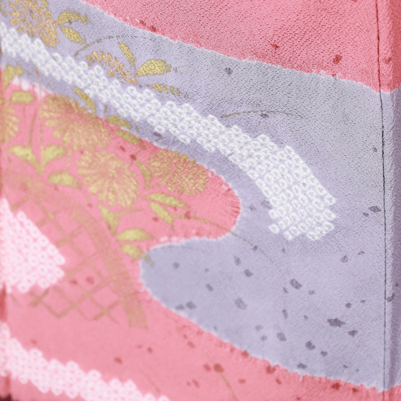 Japanese kimono used <houmongi> Lsize  silk 100% /T401