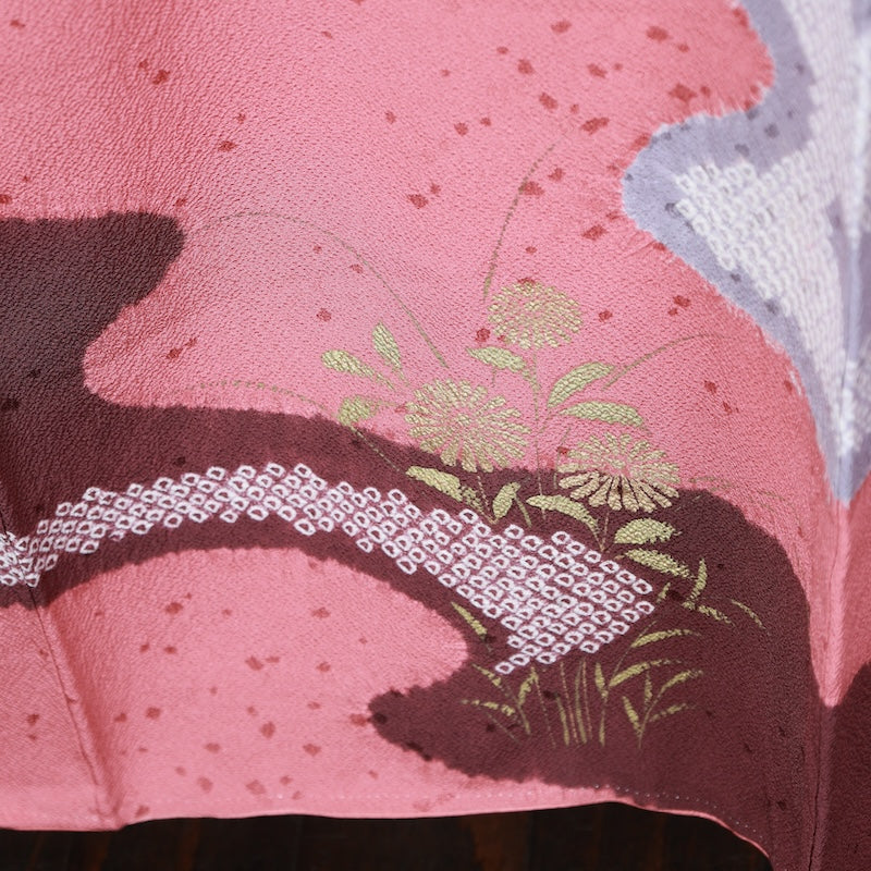 Japanese kimono used <houmongi> Lsize  silk 100% /T401