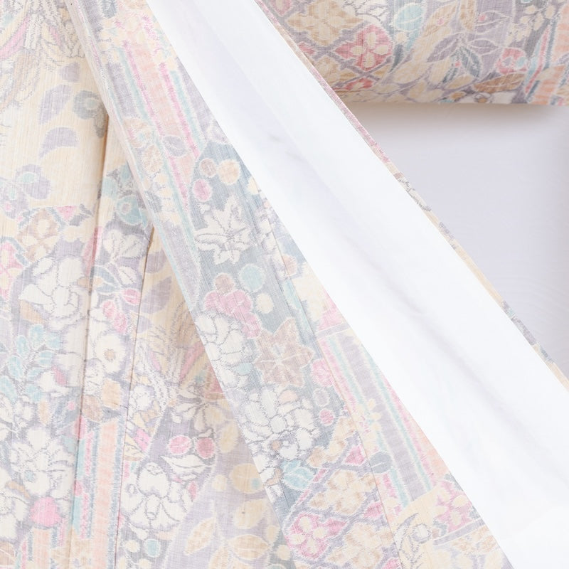 Japanese kimono used <Tsumugi> Lsize  silk 100% /T405