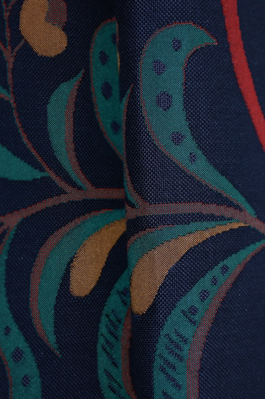 Fukuro Obi (used sash) by Kiyata, gray, red, brown, green, floral pattern, round design, R96