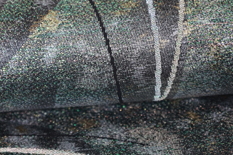 Fukuro obi (formal used sash) - Silver, Gold, Bronze, Black, Red, Geometric pattern - R107
