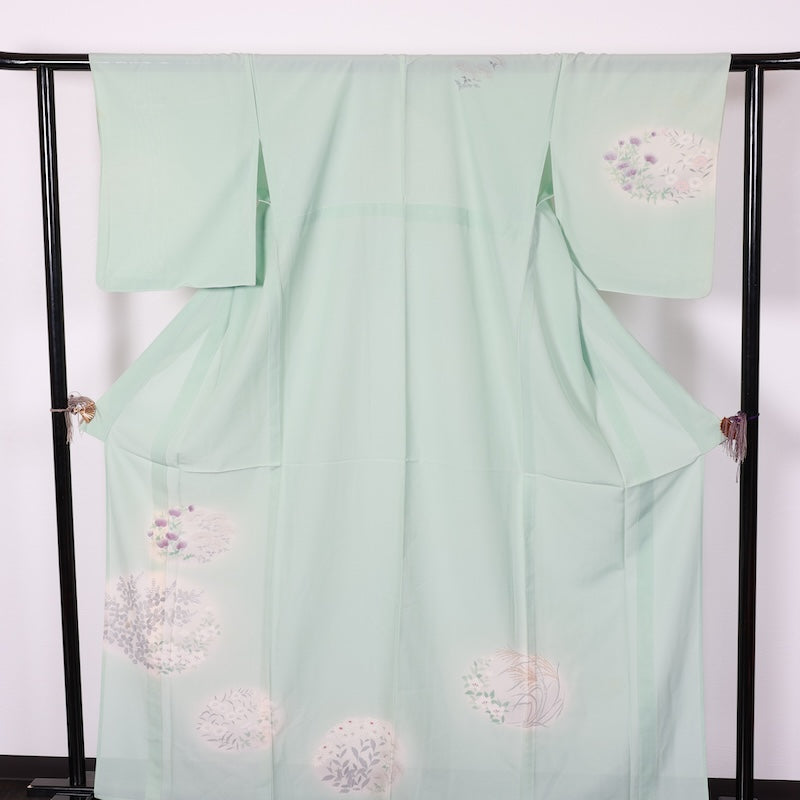 Japanese kimono used summer <houmongi> Msize  silk 100% /T403