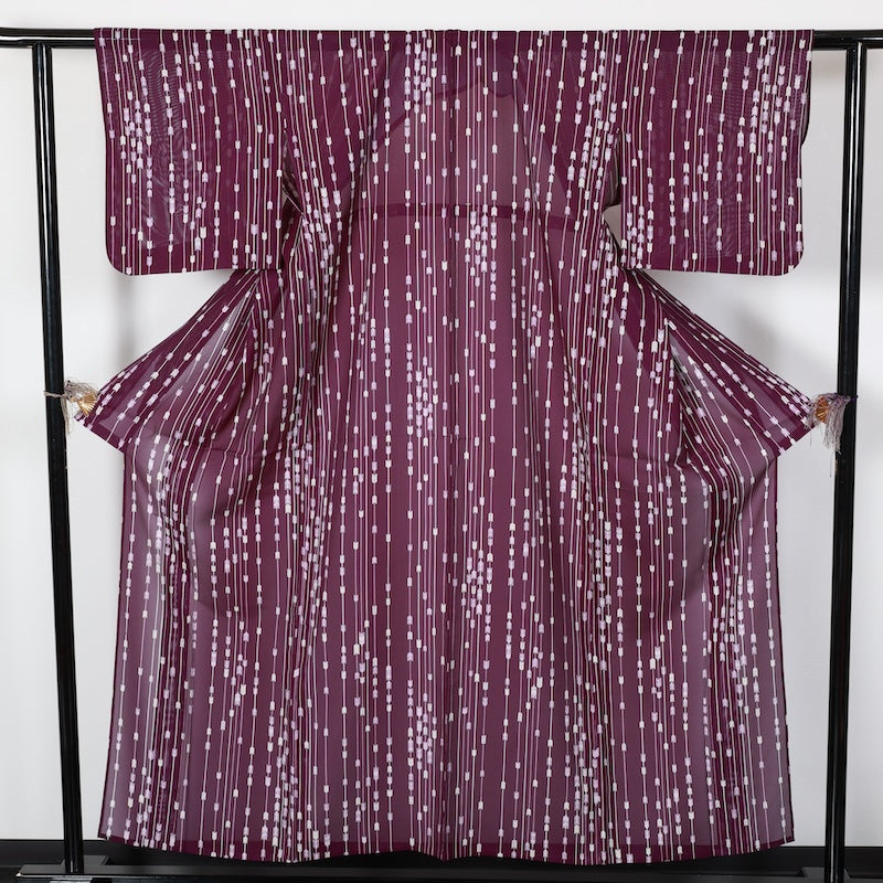 Japanese kimono used summer <Komon> Msize  polyester /T431