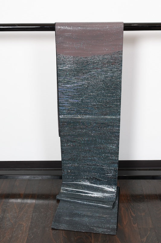 Fukuro obi (formal used sash), blue, purple, black, mist pattern, mother-of-pearl inlay, R12