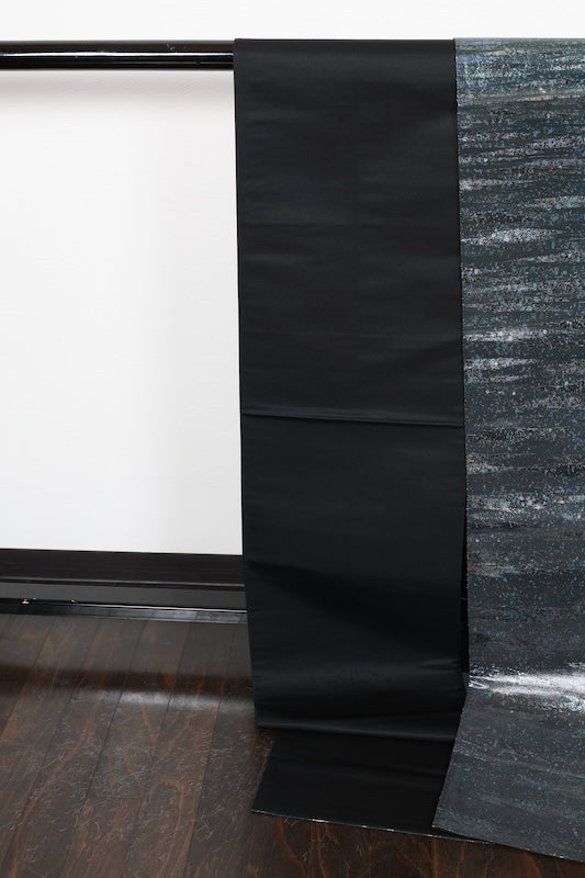 Fukuro obi (formal used sash), blue, purple, black, mist pattern, mother-of-pearl inlay, R12