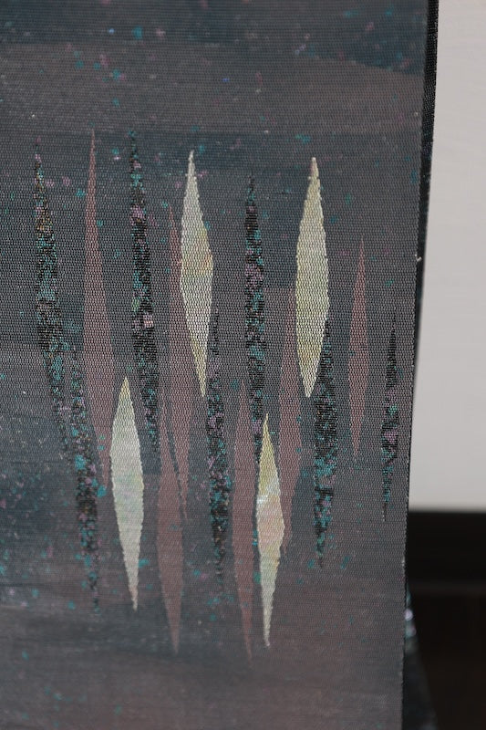 Fukuro obi (formal used sash), blue, purple, black, mist pattern, mother-of-pearl inlay, R12