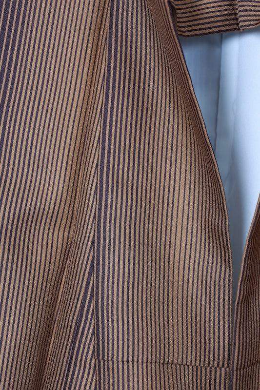 Komon (Japan used kimono fabric) - shades of brown with stripes - R142