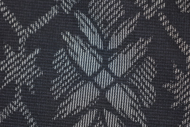Tsumugi silk(Japan used kimono ) fabric, black and gray, geometric pattern,  R139