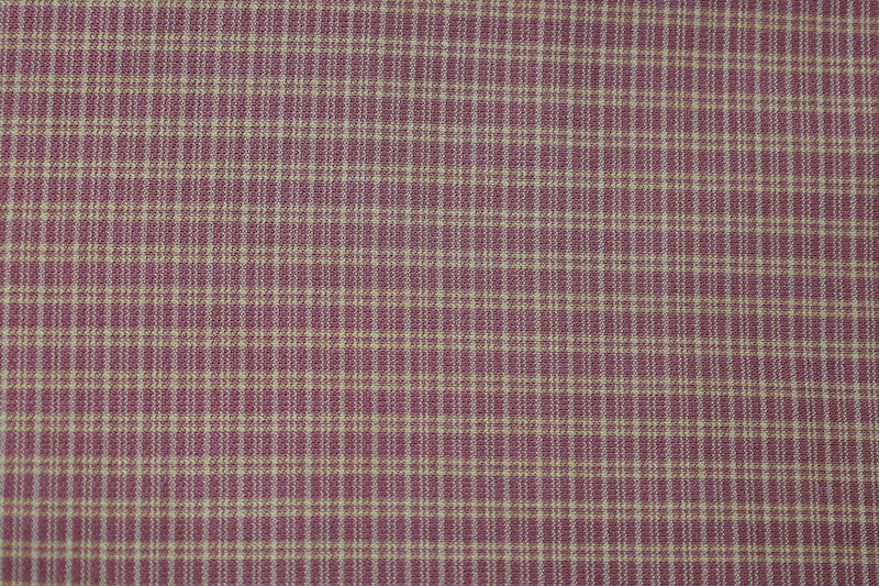 Tsumugi silk fabric(Japan used kimono), yellow and brown checkered pattern, R152