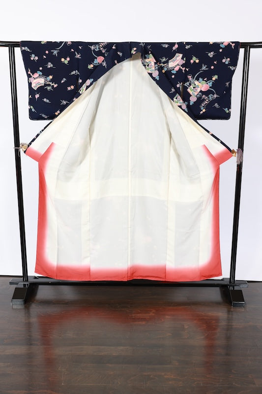 Japanese kimono used <komon> M-size  silk 100% /TT38