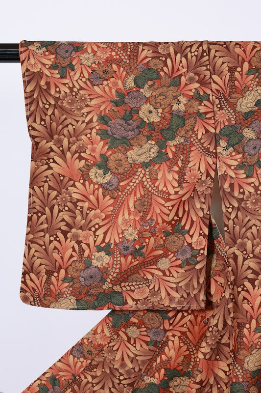 Japanese kimono Unused  New <Komon> L-size  silk 100% /TT37