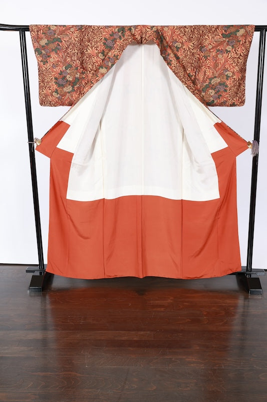 Japanese kimono Unused  New <Komon> L-size  silk 100% /TT37