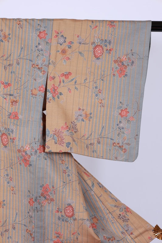 Japanese kimono used <Komon> L-size  silk wool /TT36