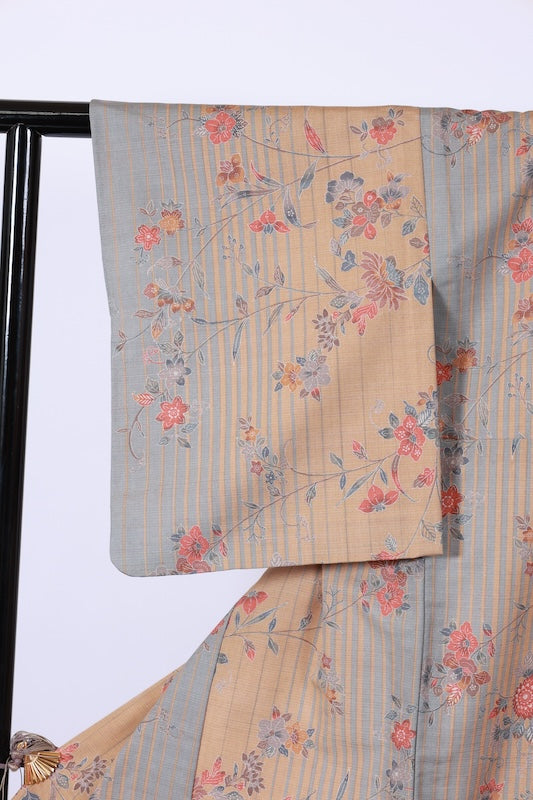 Japanese kimono used <Komon> L-size  silk wool /TT36